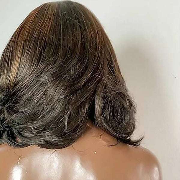 Beeos SKINLIKE Real HD Lace Front Bob Wig Wave Highlight Color BL007