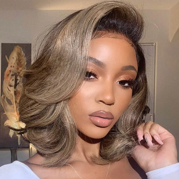 BEEOS SKINLIKE Real HD Lace Ombre Ash Blonde Lace Frontal Wave Bob BL055