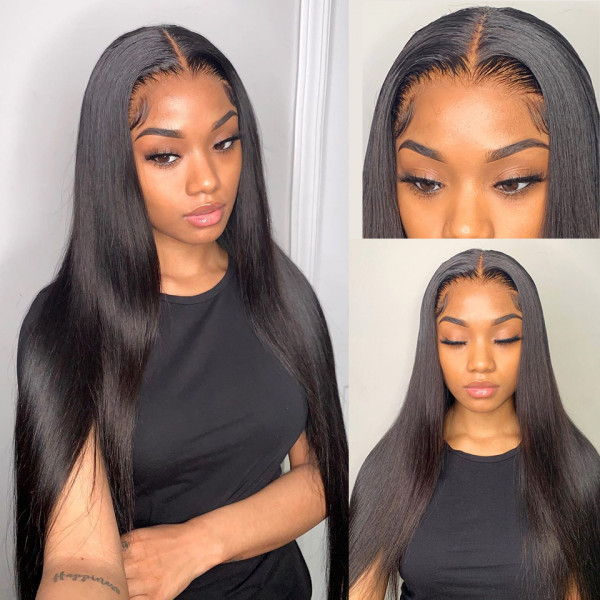 Beeos 13x4 Full Frontal SKINLIKE Real HD Lace Wig Straight Glueless Closure Wig 180% Density BL199 Ship From Amazon