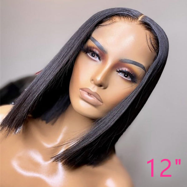 Beeos 13X6 SKINLIKE Real HD Lace Front Straight Bob Wig Natural Color BL003