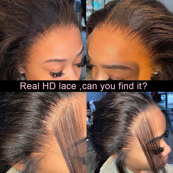 BEEOS 13x4 Full Frontal SKINLIKE Real HD Lace Wig,180% Density Clean  Hairline Pre-plucked Bleached Knots 0.10mm Ultra-thin Invisible HD Lace Wig  18