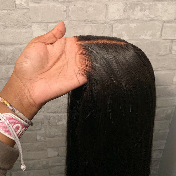 BEEOS Wear and Go Glueless Wigs Elastic Band 5x5 SKINLIKE Real HD Lace Closure Wig, 180% Density Pre Plucked Bleached Knots Straight Virgin Human Hair Ready to Wear Wigs No Glue AM22