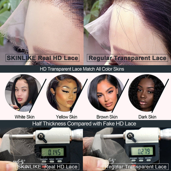 BEEOS SKINLIKE 13X6 Ultra-fitted Real HD Lace Font Curly Wig, 180% Density 0.10mm Ultra-thin HD Lace VIivd Clean Pre Plucked Hairline Bleached All Knots AM24