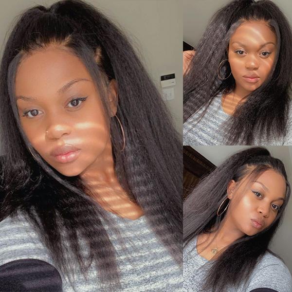 Beeos SKINLIKE Real HD Lace 13x6 180% Kinky Straight Frontal Wig BL080