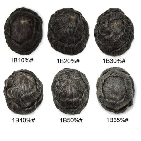 Beeos Invisible Knots Natural Hairline Men's Hair Pieces 100% Human Hair Thin Skin Toupee 0608 Thickness TP01