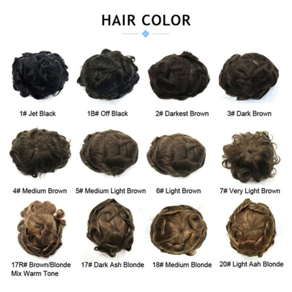 Beeos Invisible Knots Natural Hairline Men's Hair Pieces 100% Human Hair Thin Skin Toupee 0608 Thickness TP01