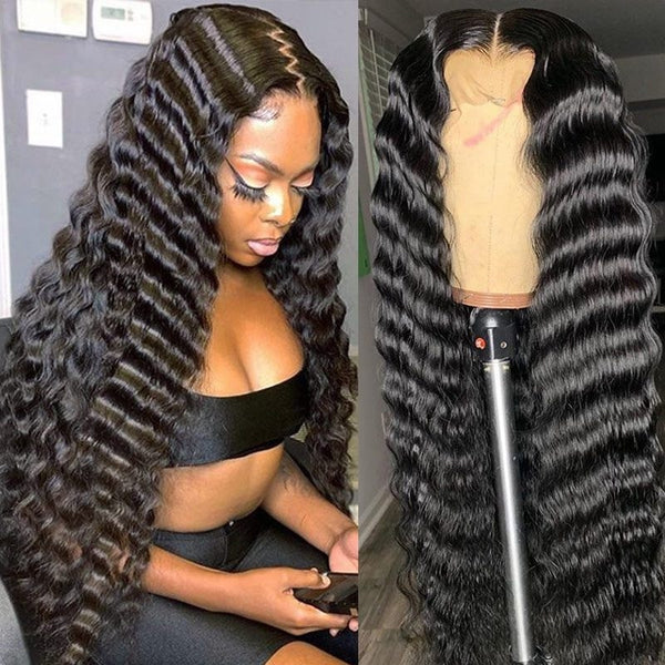 Beeos SKINLIKE Real HD Lace Closure Deep Wave Glueless Wig 5*5 BC010