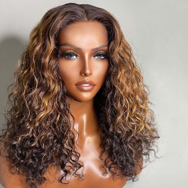 Beeos SKINLIKE Real HD Lace Full Frontal Wig Highlight Mix Color Wet And Wavy Lace Front Wig BL156