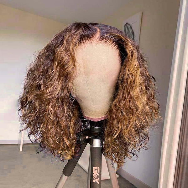 Beeos SKINLIKE Real HD Lace Full Frontal Wig Highlight Mix Color Wet And Wavy Lace Front Wig BL156